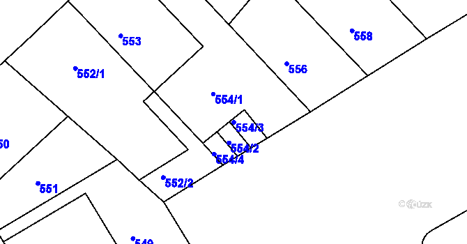 Parcela st. 554/3 v KÚ Rumburk, Katastrální mapa