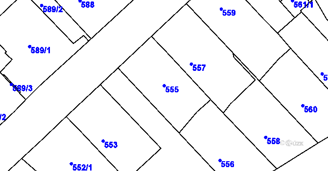 Parcela st. 555 v KÚ Rumburk, Katastrální mapa