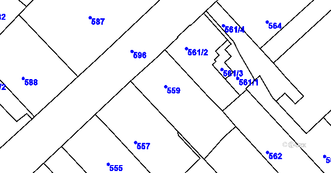 Parcela st. 559 v KÚ Rumburk, Katastrální mapa