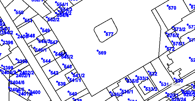 Parcela st. 569 v KÚ Rumburk, Katastrální mapa