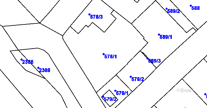 Parcela st. 578/1 v KÚ Rumburk, Katastrální mapa