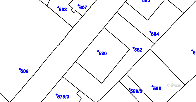 Parcela st. 580 v KÚ Rumburk, Katastrální mapa
