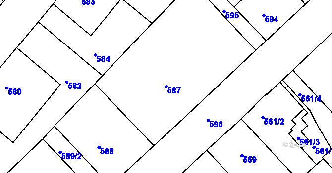 Parcela st. 587 v KÚ Rumburk, Katastrální mapa