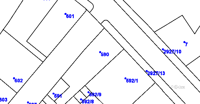 Parcela st. 590 v KÚ Rumburk, Katastrální mapa
