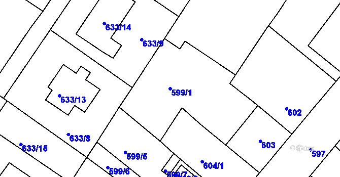 Parcela st. 599/1 v KÚ Rumburk, Katastrální mapa