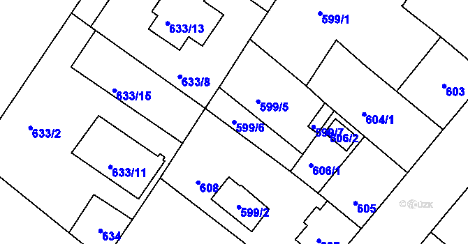 Parcela st. 599/6 v KÚ Rumburk, Katastrální mapa