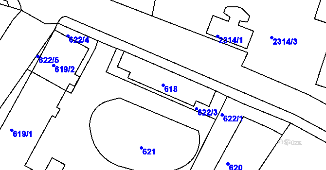 Parcela st. 618 v KÚ Rumburk, Katastrální mapa