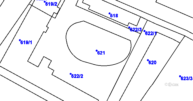 Parcela st. 621 v KÚ Rumburk, Katastrální mapa