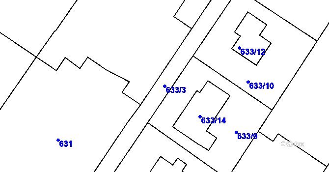 Parcela st. 633/3 v KÚ Rumburk, Katastrální mapa