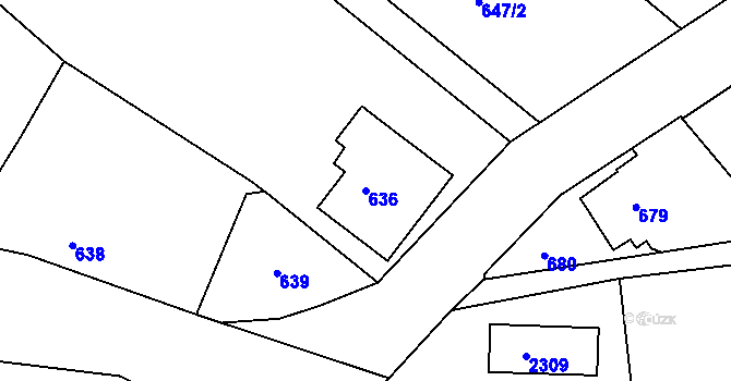 Parcela st. 636 v KÚ Rumburk, Katastrální mapa