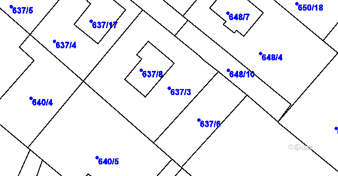 Parcela st. 637/3 v KÚ Rumburk, Katastrální mapa