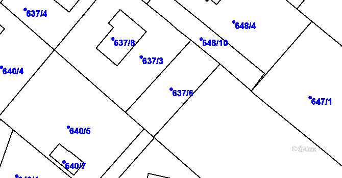 Parcela st. 637/6 v KÚ Rumburk, Katastrální mapa