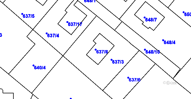 Parcela st. 637/8 v KÚ Rumburk, Katastrální mapa