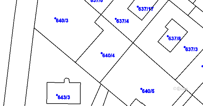 Parcela st. 640/4 v KÚ Rumburk, Katastrální mapa