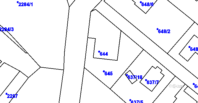 Parcela st. 644 v KÚ Rumburk, Katastrální mapa