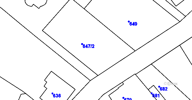 Parcela st. 646 v KÚ Rumburk, Katastrální mapa