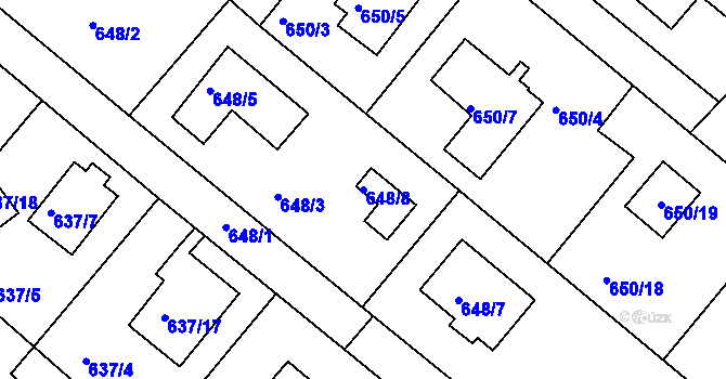 Parcela st. 648/8 v KÚ Rumburk, Katastrální mapa