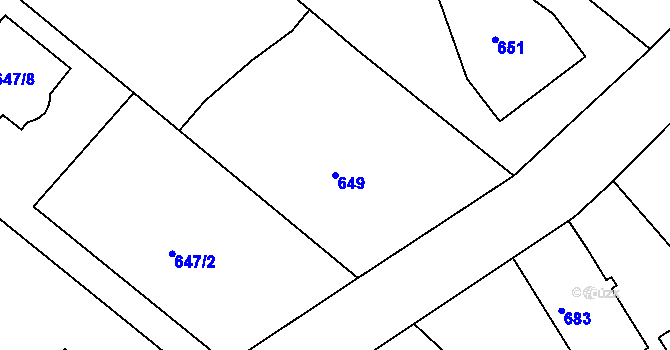 Parcela st. 649 v KÚ Rumburk, Katastrální mapa
