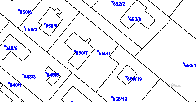 Parcela st. 650/4 v KÚ Rumburk, Katastrální mapa