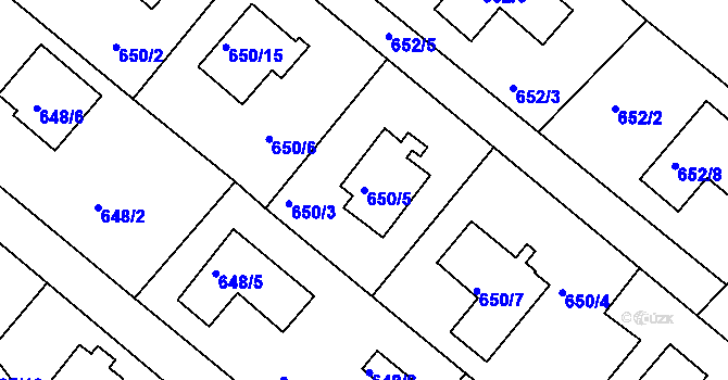 Parcela st. 650/5 v KÚ Rumburk, Katastrální mapa