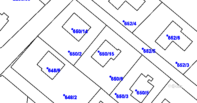Parcela st. 650/15 v KÚ Rumburk, Katastrální mapa
