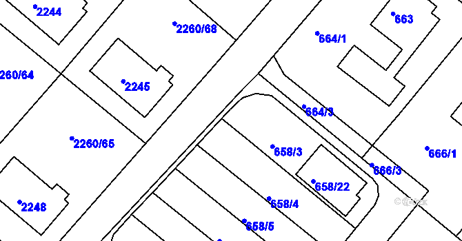Parcela st. 658/2 v KÚ Rumburk, Katastrální mapa