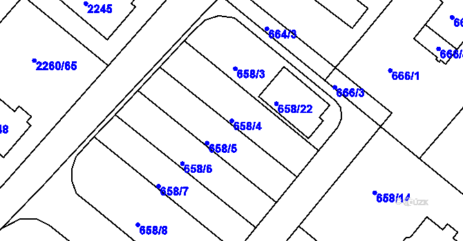 Parcela st. 658/4 v KÚ Rumburk, Katastrální mapa