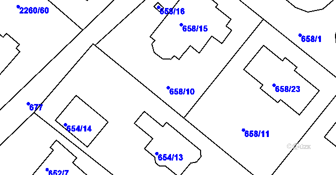 Parcela st. 658/10 v KÚ Rumburk, Katastrální mapa