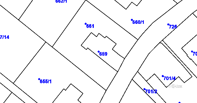 Parcela st. 659 v KÚ Rumburk, Katastrální mapa