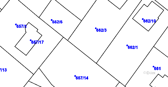 Parcela st. 662/4 v KÚ Rumburk, Katastrální mapa