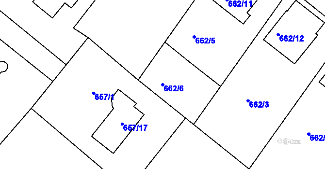 Parcela st. 662/6 v KÚ Rumburk, Katastrální mapa