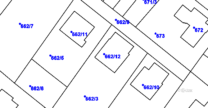 Parcela st. 662/12 v KÚ Rumburk, Katastrální mapa