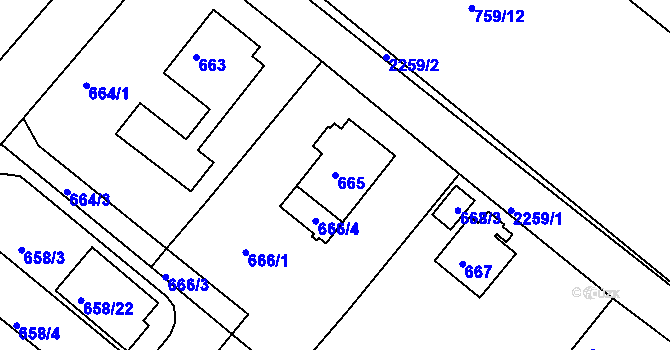 Parcela st. 665 v KÚ Rumburk, Katastrální mapa