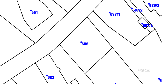 Parcela st. 685 v KÚ Rumburk, Katastrální mapa