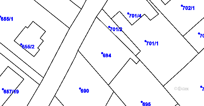 Parcela st. 694 v KÚ Rumburk, Katastrální mapa