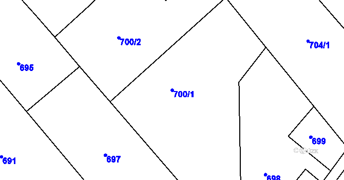 Parcela st. 700/1 v KÚ Rumburk, Katastrální mapa