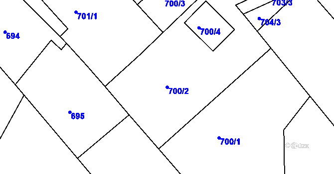 Parcela st. 700/2 v KÚ Rumburk, Katastrální mapa