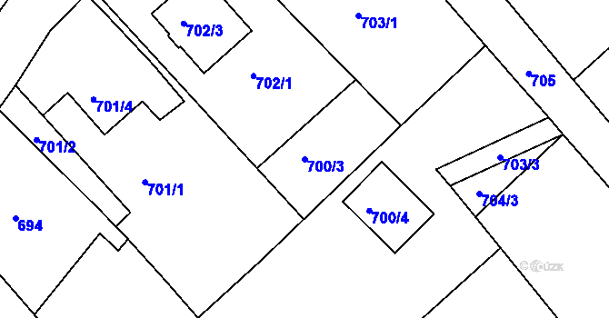 Parcela st. 700/3 v KÚ Rumburk, Katastrální mapa