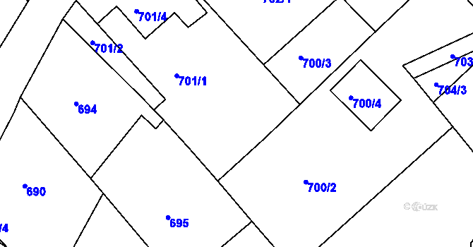 Parcela st. 701/3 v KÚ Rumburk, Katastrální mapa