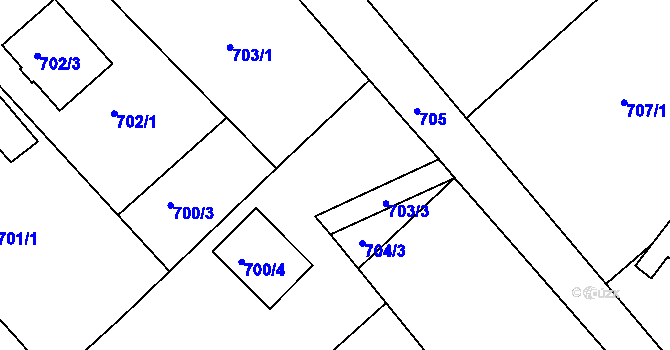 Parcela st. 703/4 v KÚ Rumburk, Katastrální mapa