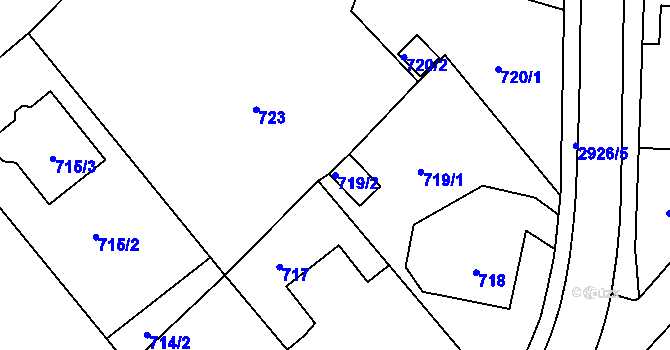 Parcela st. 719/2 v KÚ Rumburk, Katastrální mapa