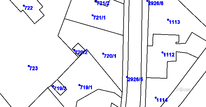 Parcela st. 720/1 v KÚ Rumburk, Katastrální mapa