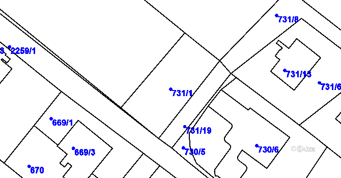 Parcela st. 731/1 v KÚ Rumburk, Katastrální mapa