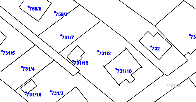 Parcela st. 731/2 v KÚ Rumburk, Katastrální mapa