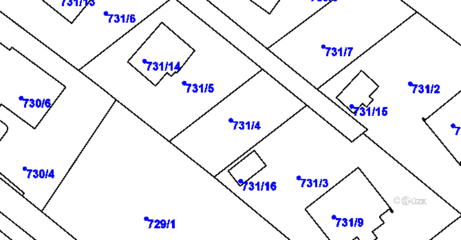 Parcela st. 731/4 v KÚ Rumburk, Katastrální mapa