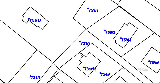 Parcela st. 731/8 v KÚ Rumburk, Katastrální mapa