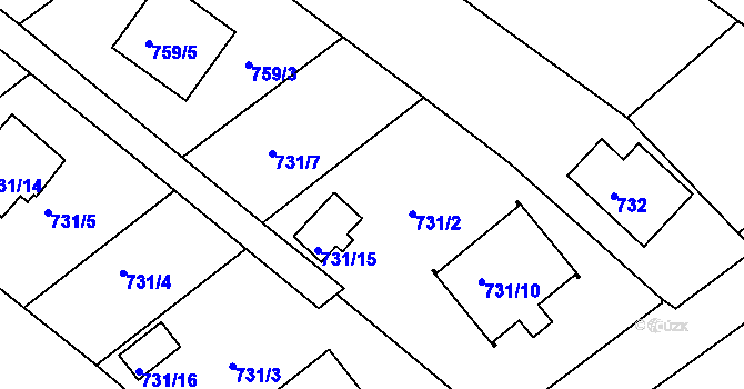 Parcela st. 731/12 v KÚ Rumburk, Katastrální mapa
