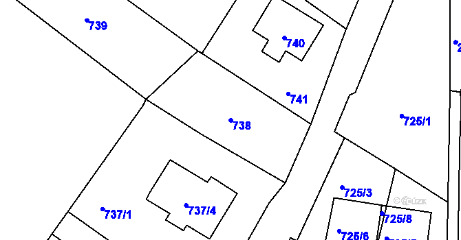 Parcela st. 738 v KÚ Rumburk, Katastrální mapa