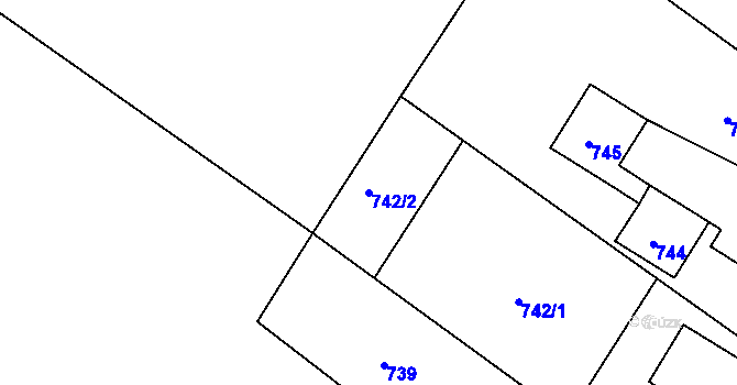 Parcela st. 742/2 v KÚ Rumburk, Katastrální mapa