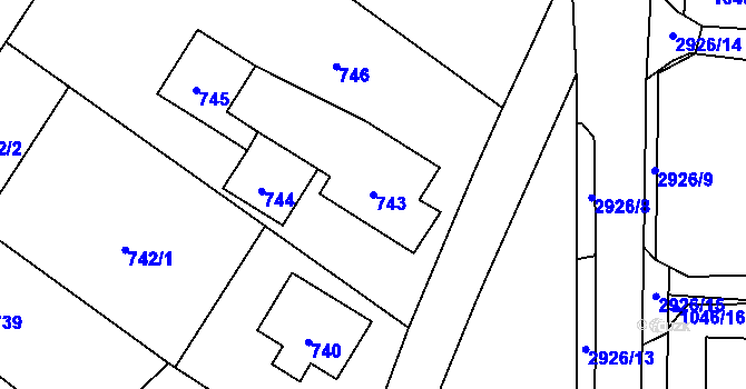 Parcela st. 743 v KÚ Rumburk, Katastrální mapa